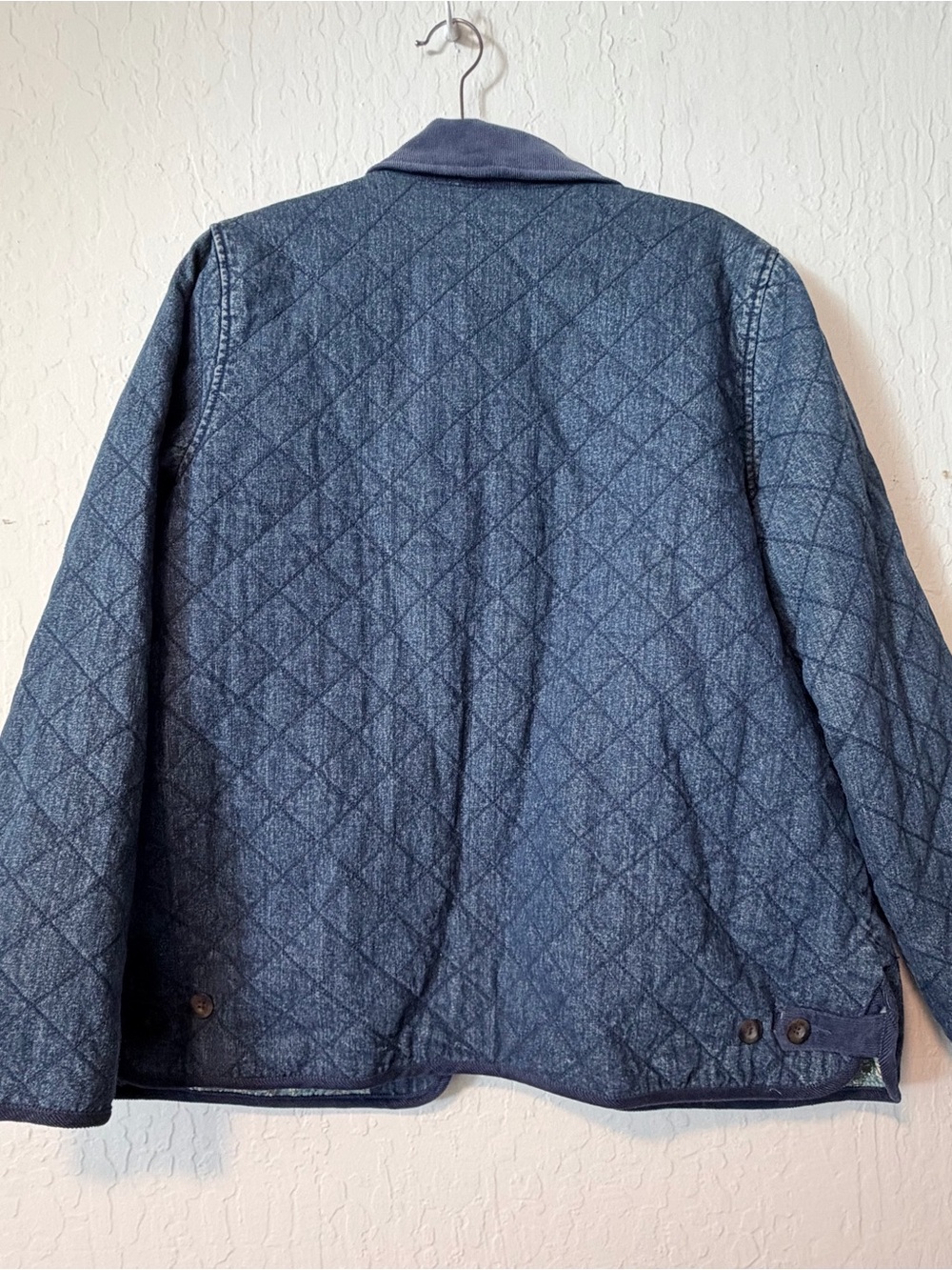 Charter Club Quilted Denim Chore Utility Jacket - Navy Blue - Printed Lining - Picture 2 of 10